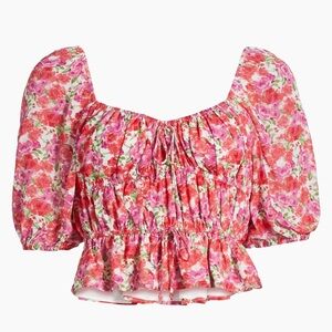 NWT WAYF Avra Cropped Peplum Floral Blouse Size XL
